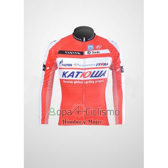 Katusha Ropa Ciclismo Culotte Largo 2012 Mangas Largas Blanco y Naranja